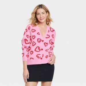 Women's Valentine's Day Graphic Cardigan - Pink Target NWT
